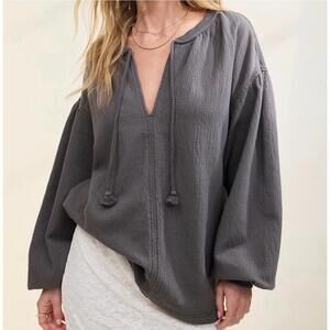 Aerie Easy Street Gray Oversized Hoodie Sweatshirt Medium Boho NEW NWT